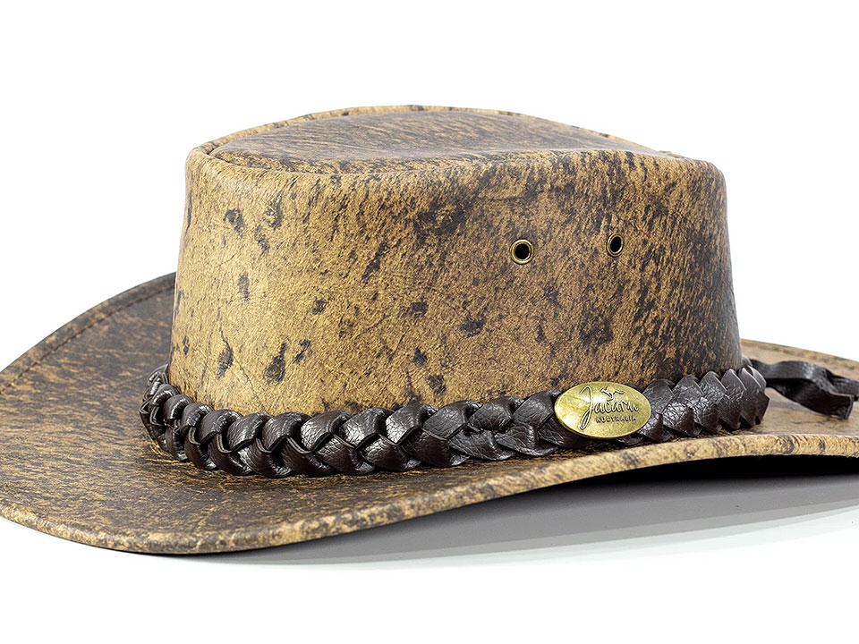 Stonewash Cowhide Leather Hat Order Online Delivery Worldwide